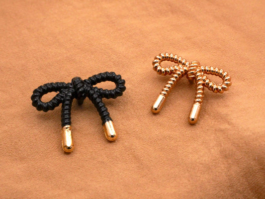 Bow Rope Look Metal Black Gold Button Various 16x20mm