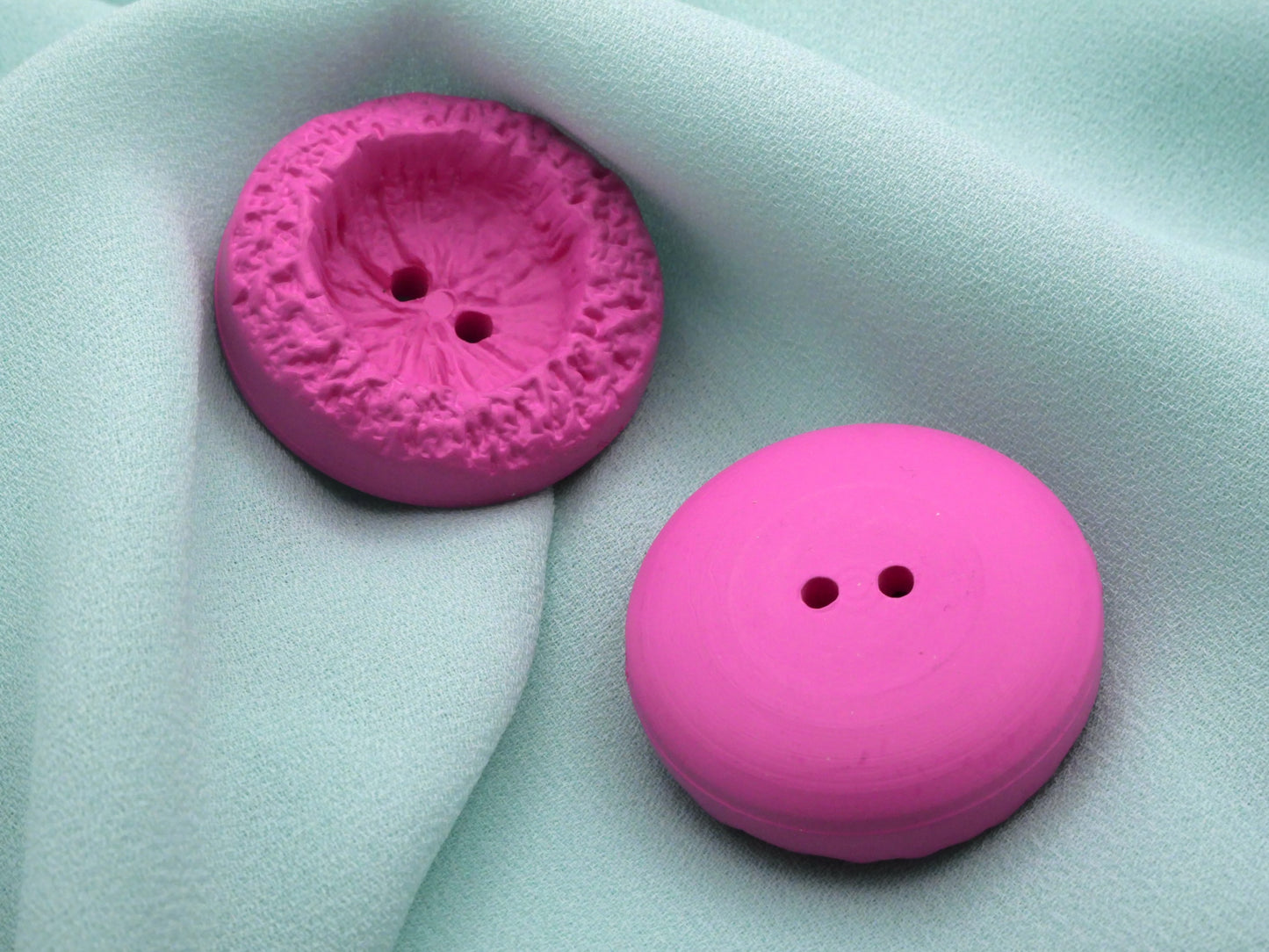 Hot Pink Textured Cup Shape Vintage Plastic Button 28mm