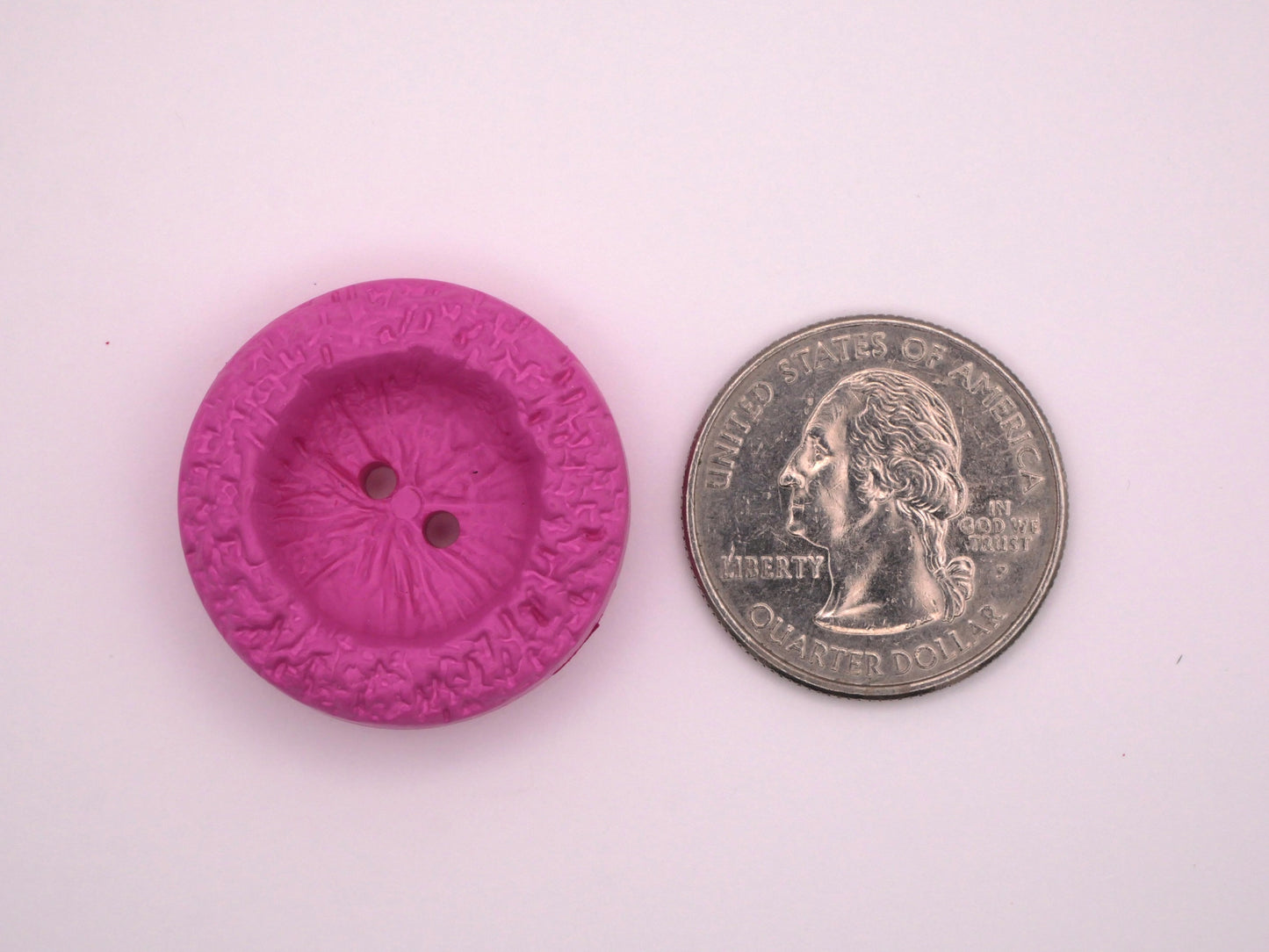 Hot Pink Textured Cup Shape Vintage Plastic Button 28mm