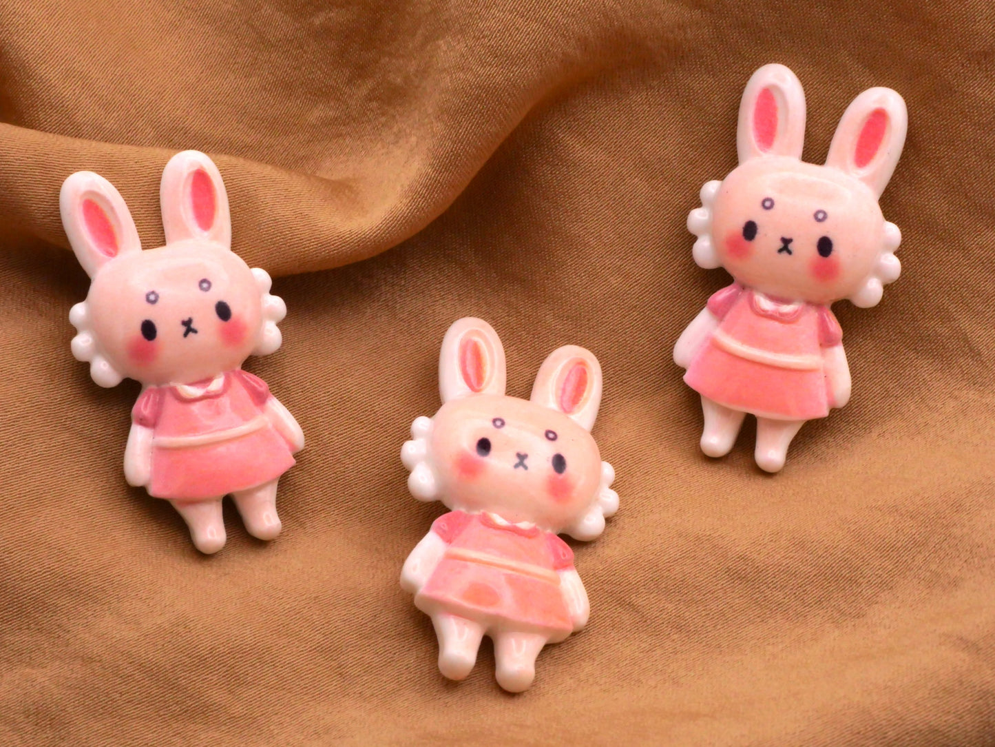 Bunny Pink Dress Plastic Easter Button 20x36mm