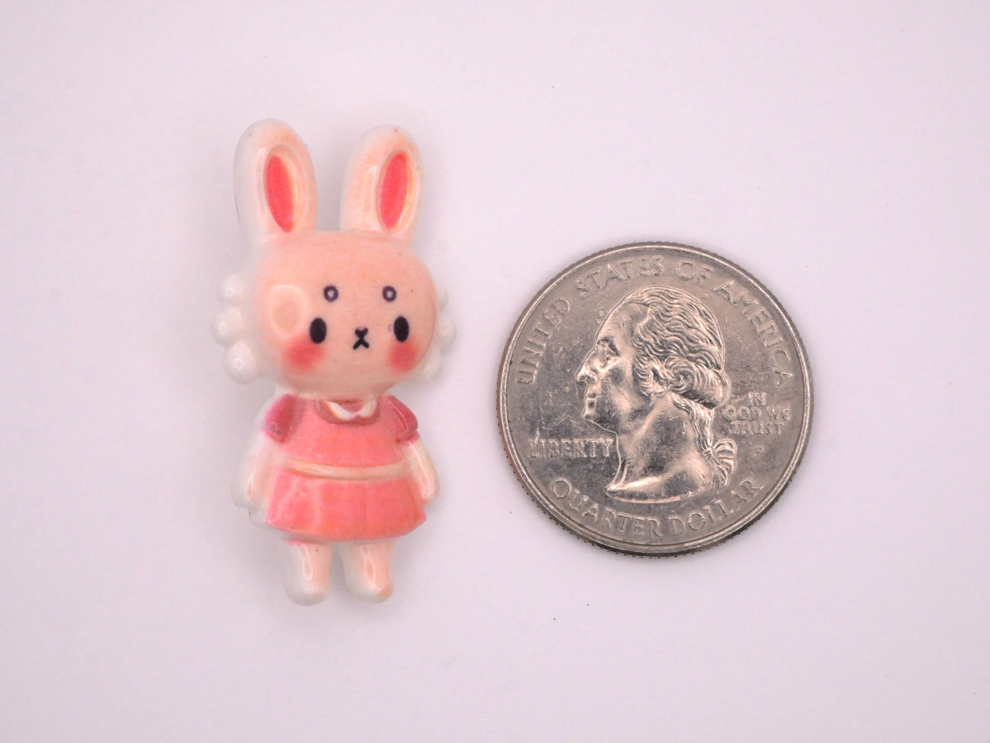 Bunny Pink Dress Plastic Easter Button 20x36mm