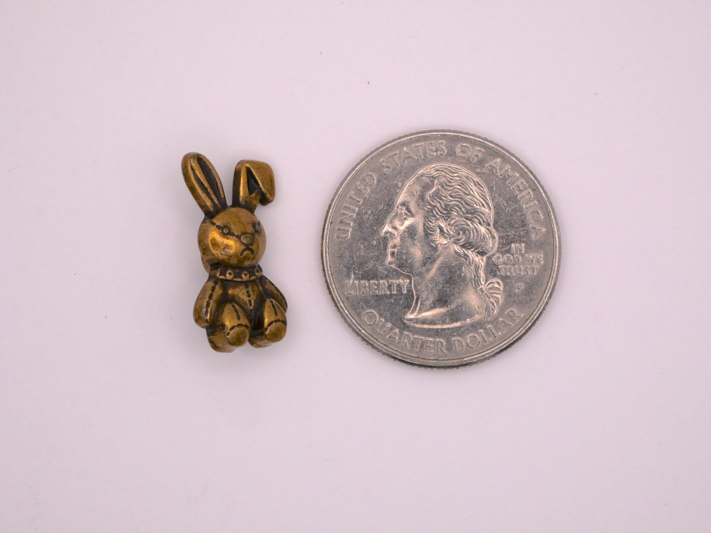 Bunny Rabbit Stuffed Animal Bronze Brass Metal Small Button 11x20mm