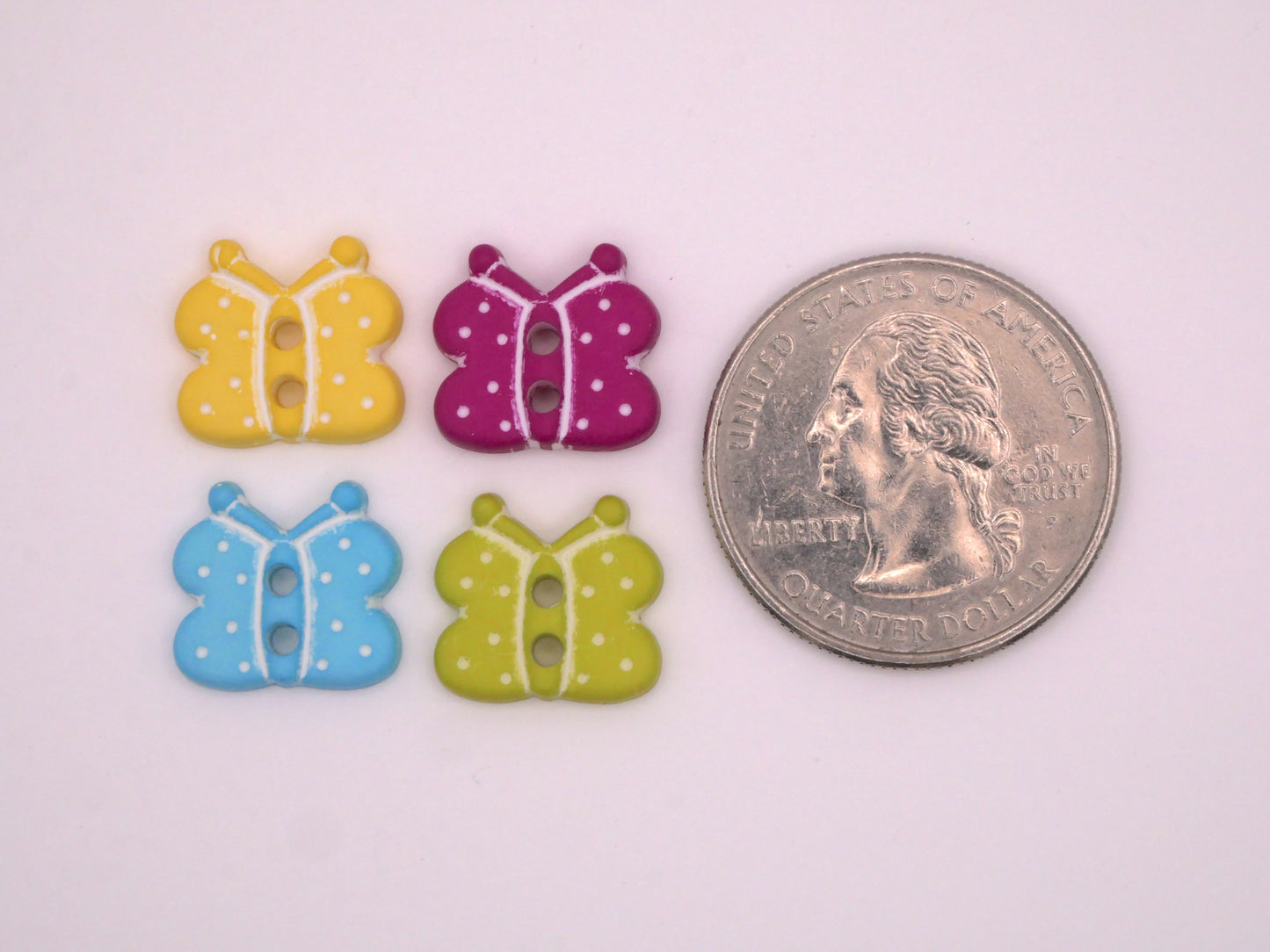 Butterfly Colorful Sew-Thru Plastic Set of Four Buttons 12x13mm