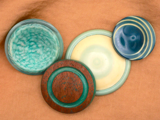 Celluloid Blue Greens Seafoam Looks Like Wood Early Plastic Buttons Various 28-42mm