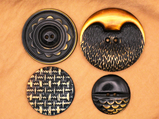 Celluloid Brown Caramel Buffed Texture Weave Buttons Various 27-43mm