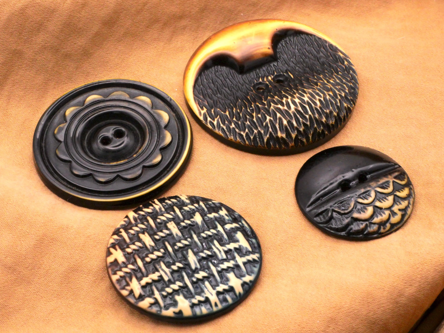 Celluloid Brown Caramel Buffed Texture Weave Buttons Various 27-43mm