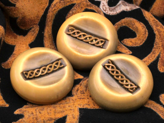 Celluloid Metal Braid Applique Vintage Button 33mm