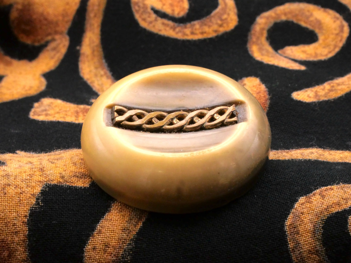 Celluloid Metal Braid Applique Vintage Button 33mm
