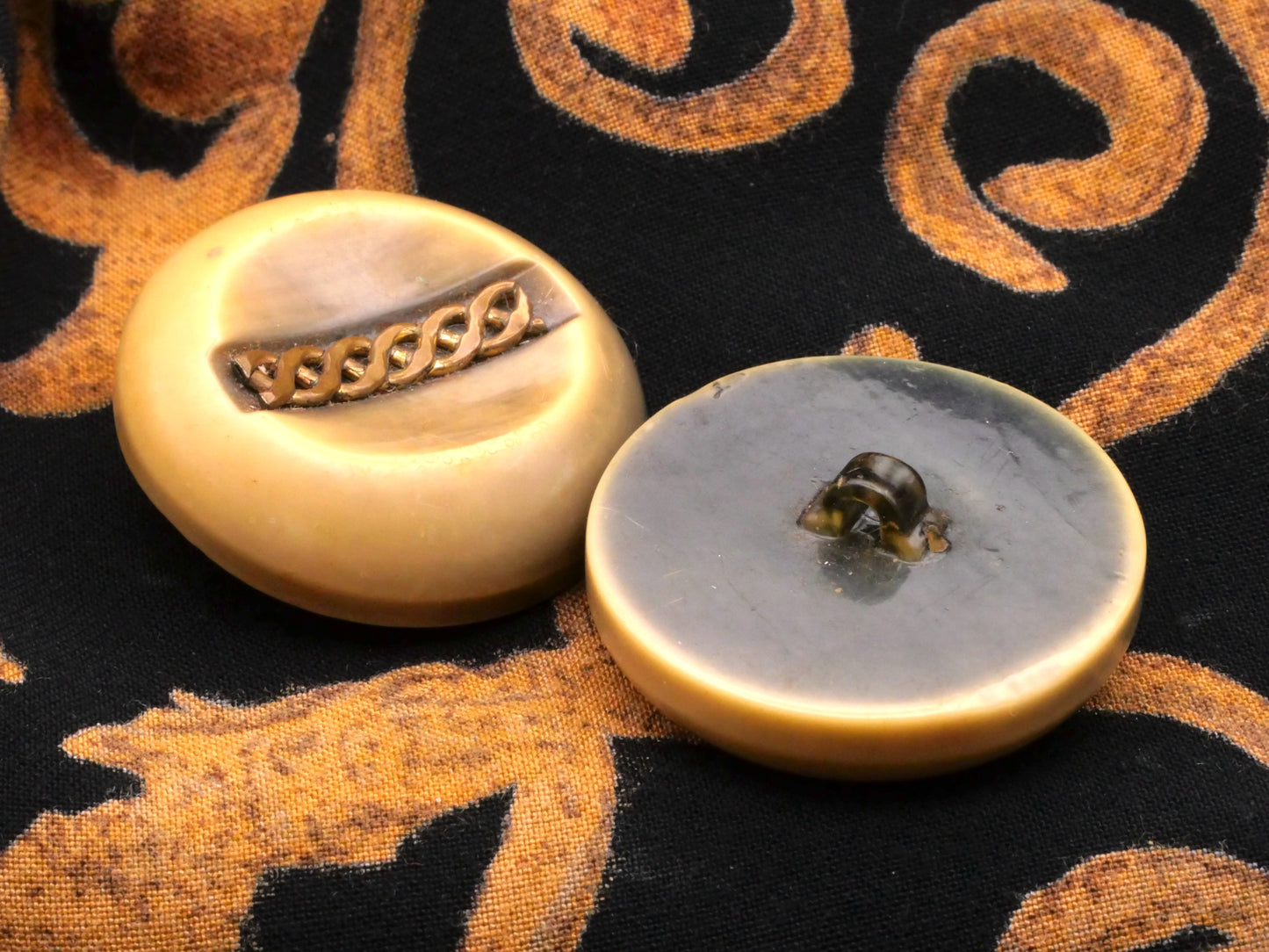 Celluloid Metal Braid Applique Vintage Button 33mm