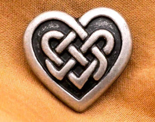 Celtic Love Knot Heart Antiqued Silver Metal Button 18x19mm