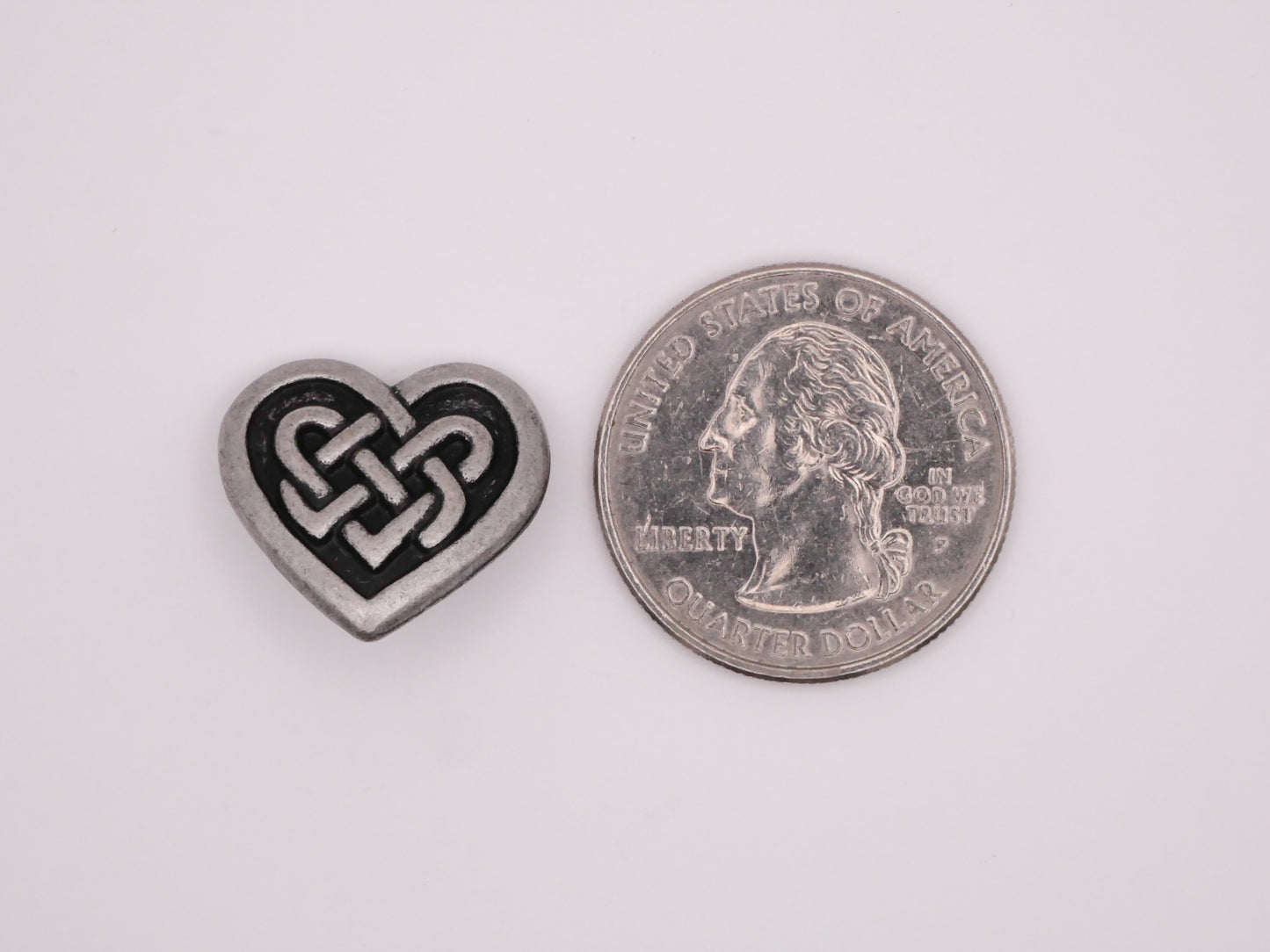 Celtic Love Knot Heart Antiqued Silver Metal Button 18x19mm