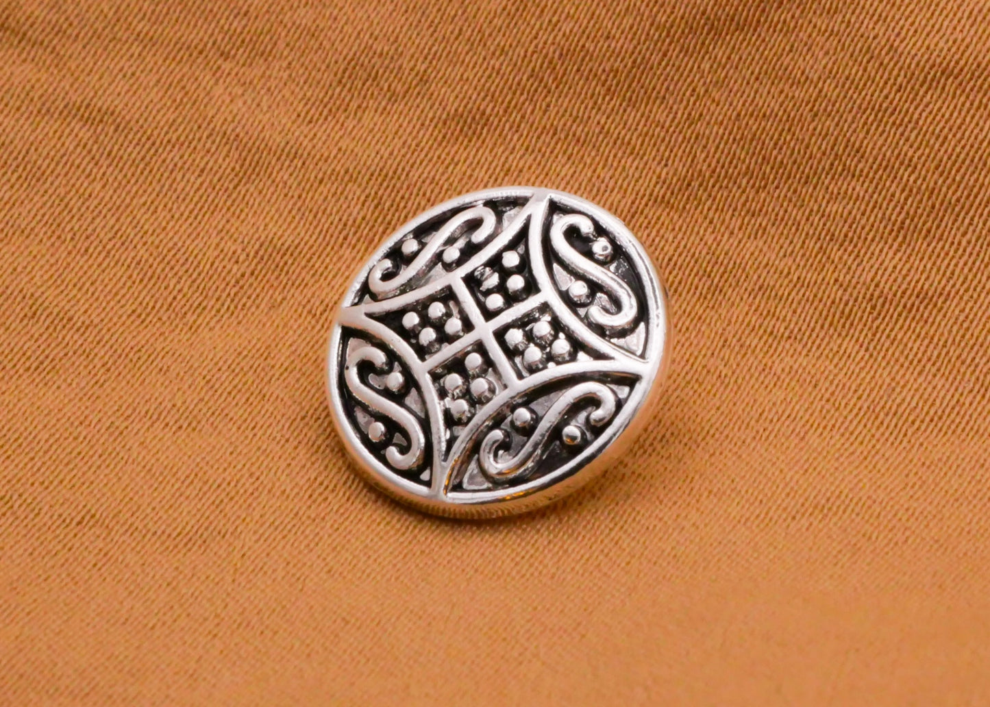 Celtic Look Diamond Scroll Design Silver Metal Button 14mm