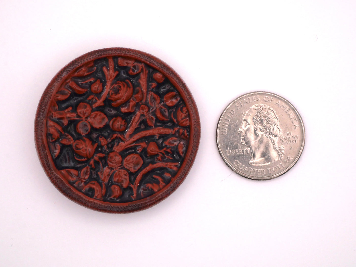 Ceramic Floral Flowers Design Rust Red Large Button 45mm