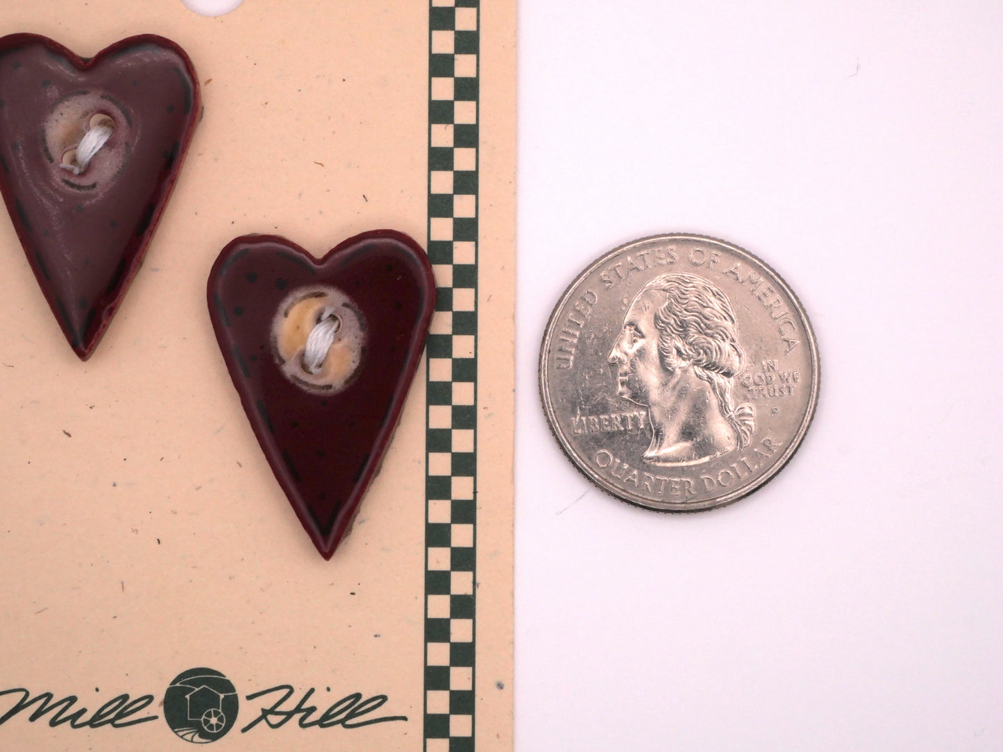 Ceramic Long Heart Hand-Painted Button 19x28mm