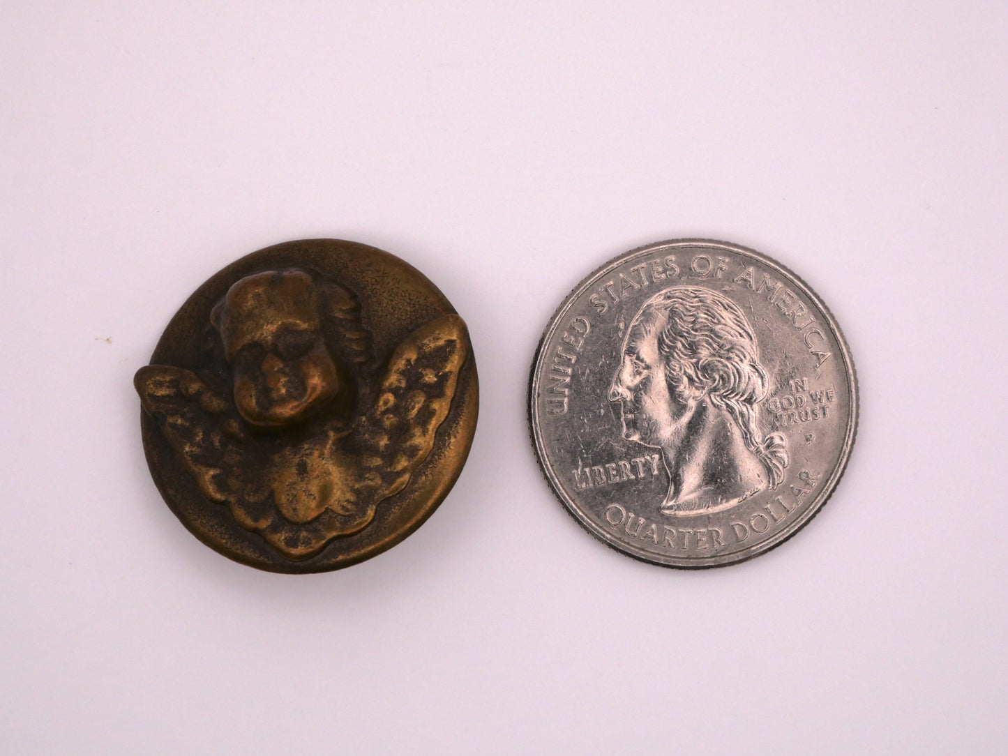 Cherub Wings Bronze Metal Buttons 25mm