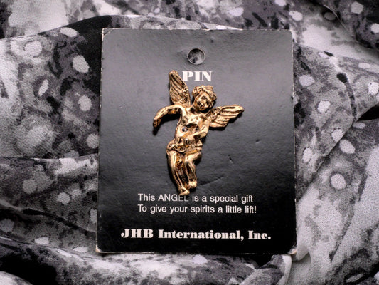 Cherub Angel Gabriel JHB Gold Metal Pin Carded 24x33mm