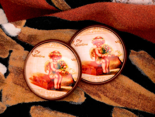 Cherub My Valentine Glass Dome Button 28mm