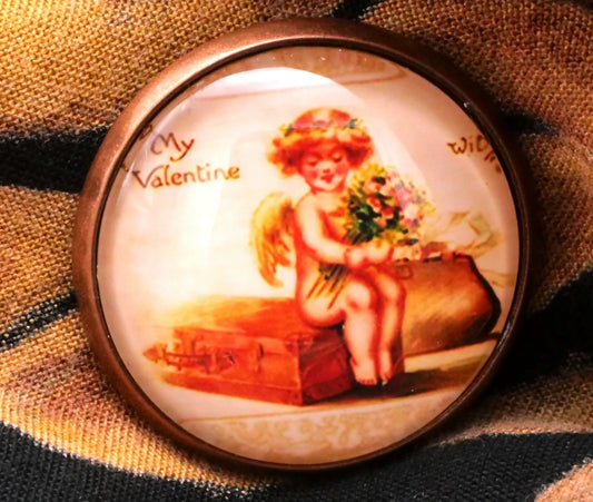 Cherub My Valentine Glass Dome Button 28mm