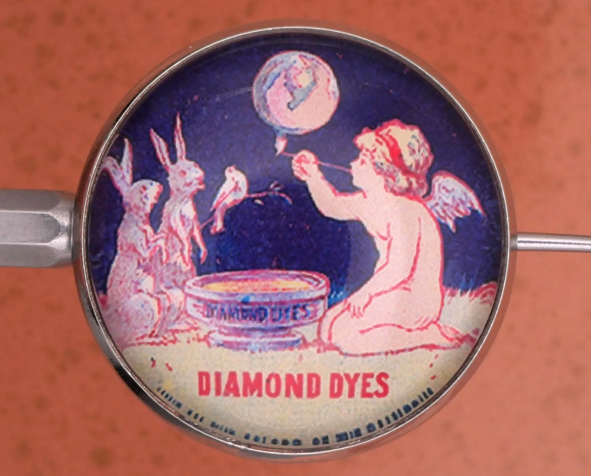 Cherub and Rabbits Diamond Dyes Advertisement Glass Dome Button 27mm ...
