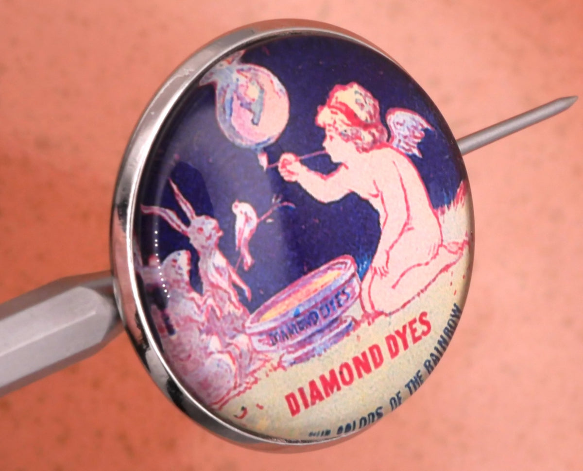 Cherub and Rabbits Diamond Dyes Advertisement Glass Dome Button 27mm ...
