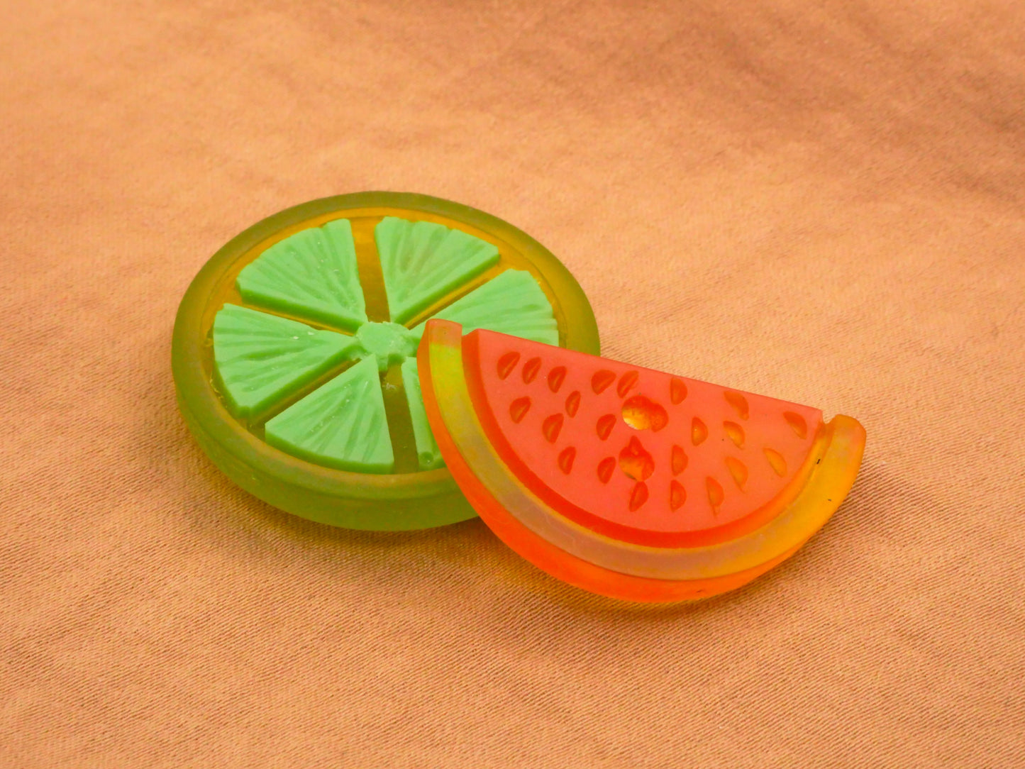 Citrus Fruit Two-Tone Plastic Lime Orange Button Various 16-31mm