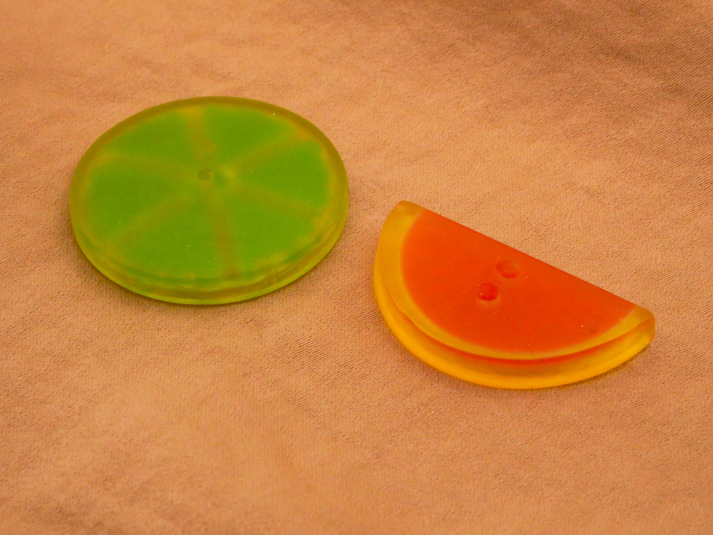 Citrus Fruit Two-Tone Plastic Lime Orange Button Various 16-31mm