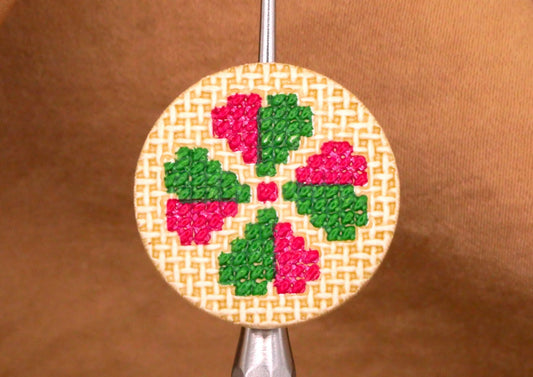 Clover JHB Cross Stitch Look Pink Green Plastic Button 20mm