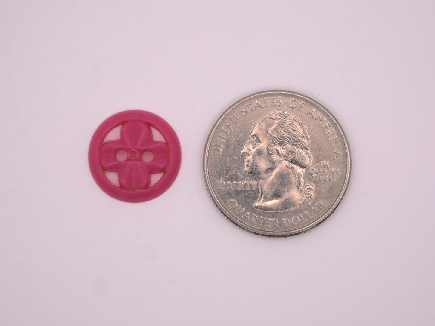 Clover Pink Vintage Plastic Pierced Sew-Thru Button 15mm