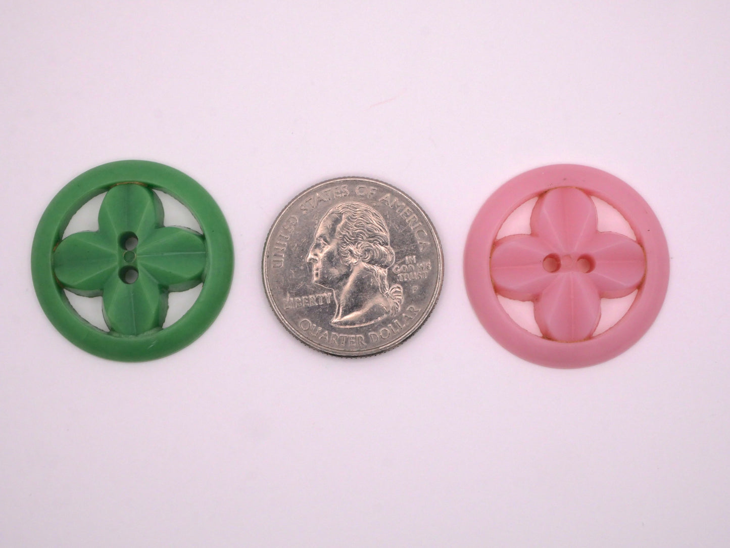 Clover Early Plastic Pink Green Button Various 27mm