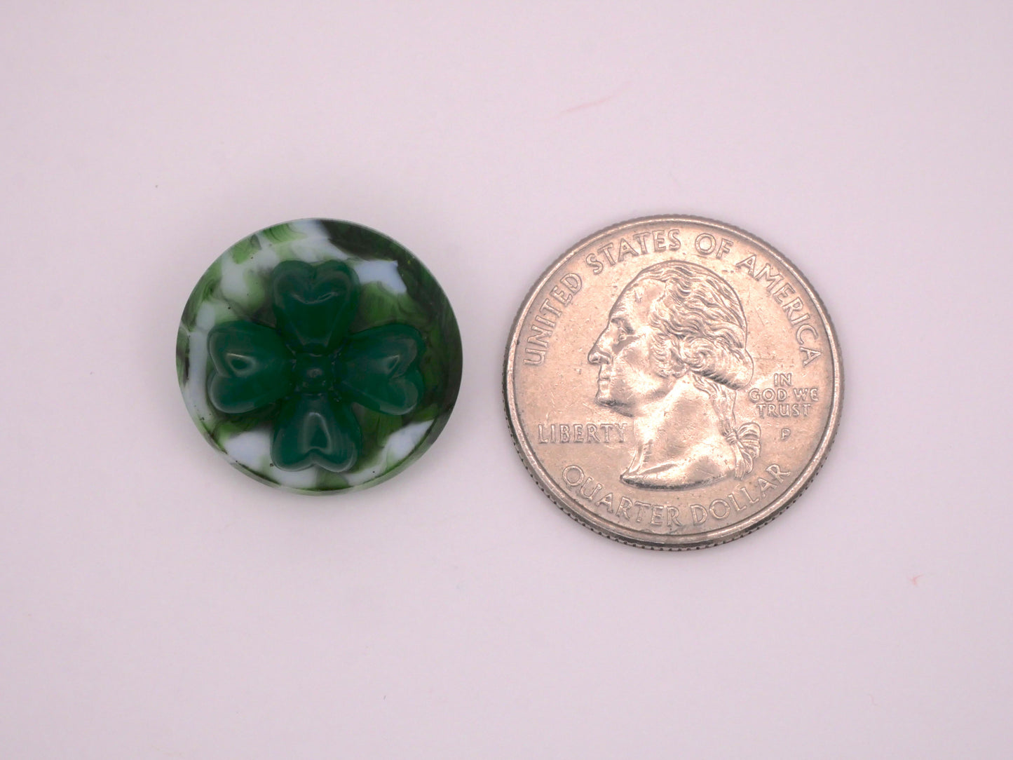 Clover Marbled Glass Red Green Various Button 20mm