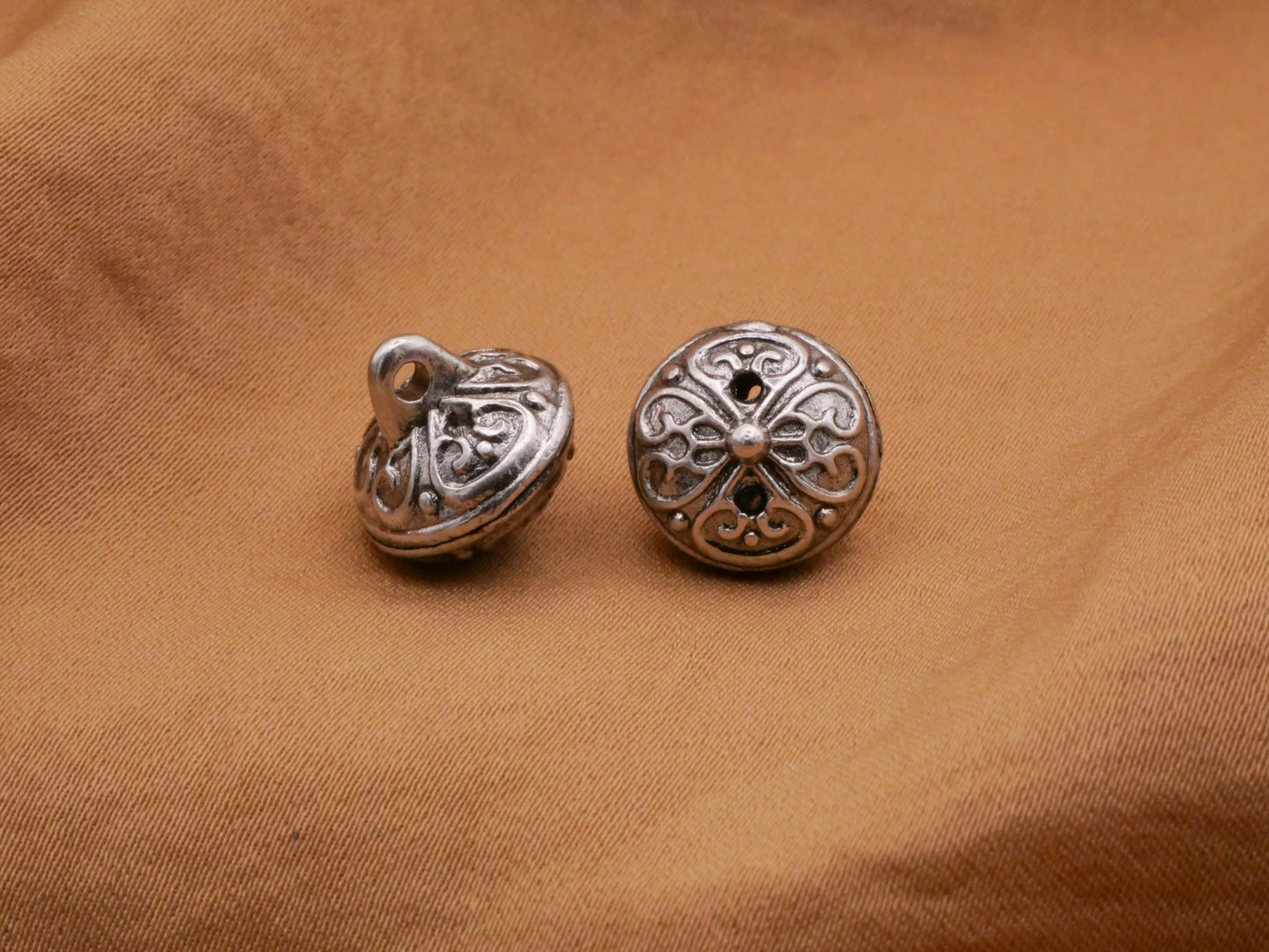 Clover Filigree Metal Bell Shape Button Charm 12mm