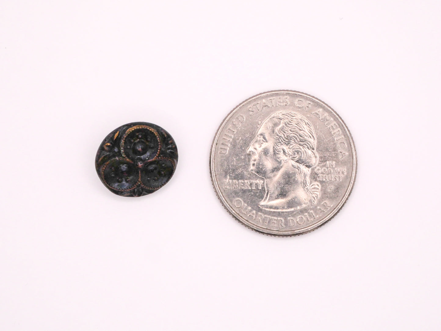 Clover Blue Tint Victorian Paris French Antique Button 14mm