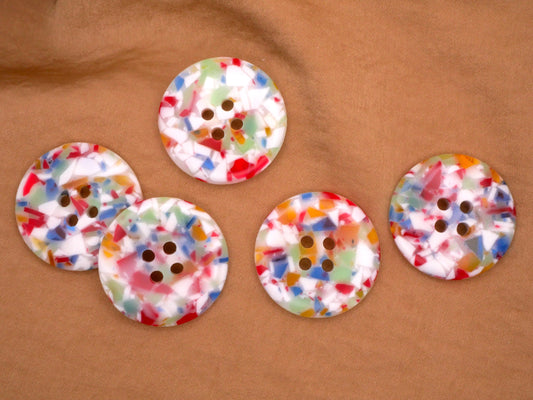 Composite Terrazzo Style Colorful Sew-Thru Button 30mm