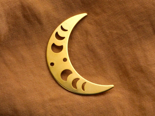 Crescent Moon Phases Raw Brass Buttons 23x36mm