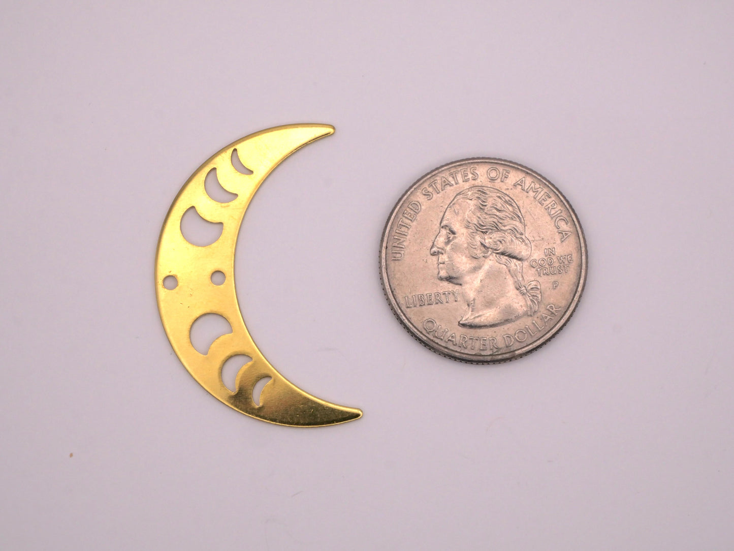 Crescent Moon Phases Raw Brass Buttons 23x36mm