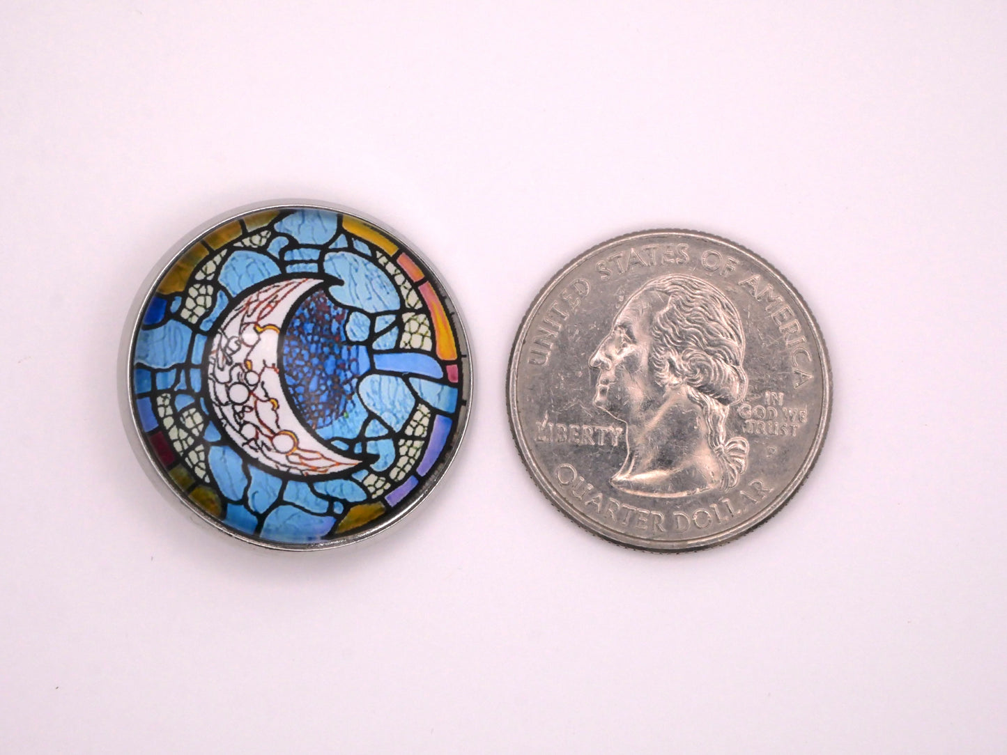 Crescent Moon Stained Glass Dome Button 27mm