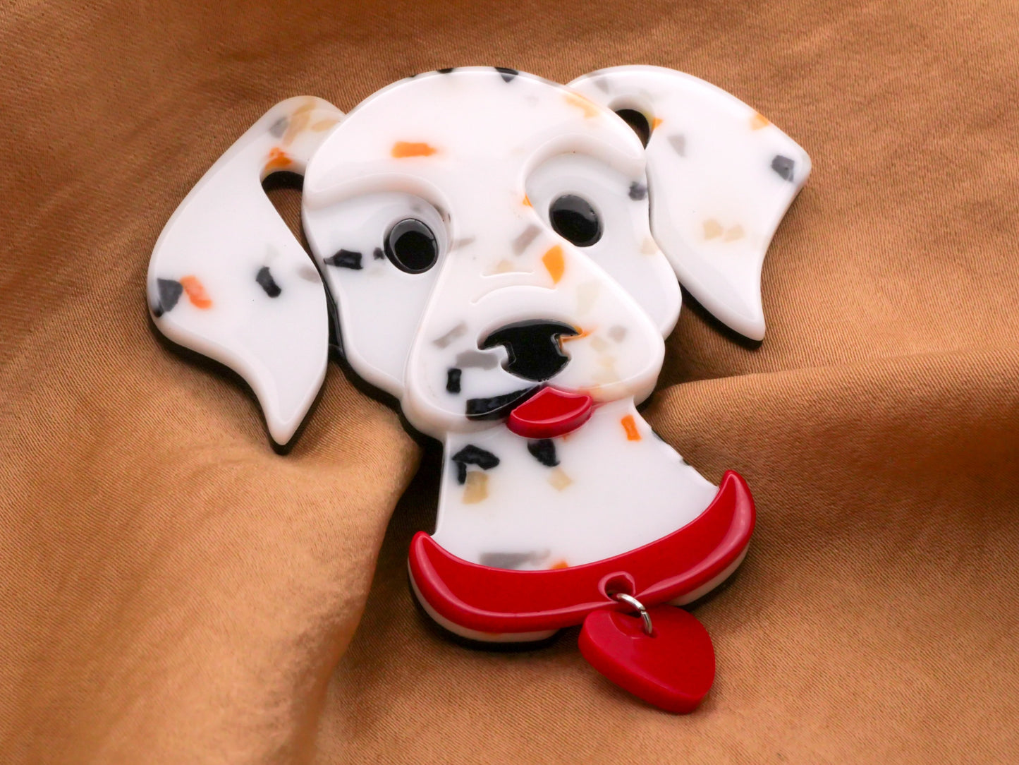 Dalmatian Dog Heart Extra Large Acrylic Button 65x68mm