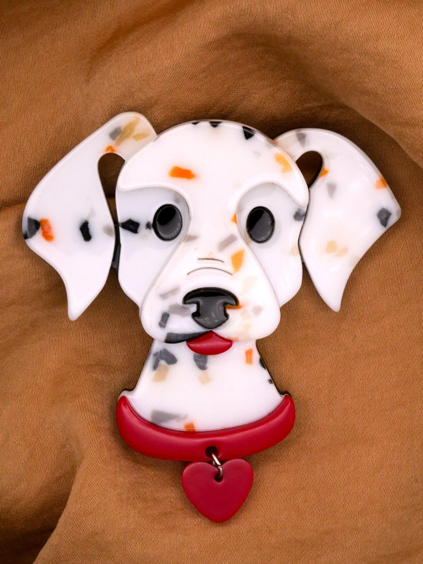 Dalmatian Dog Heart Extra Large Acrylic Button 65x68mm