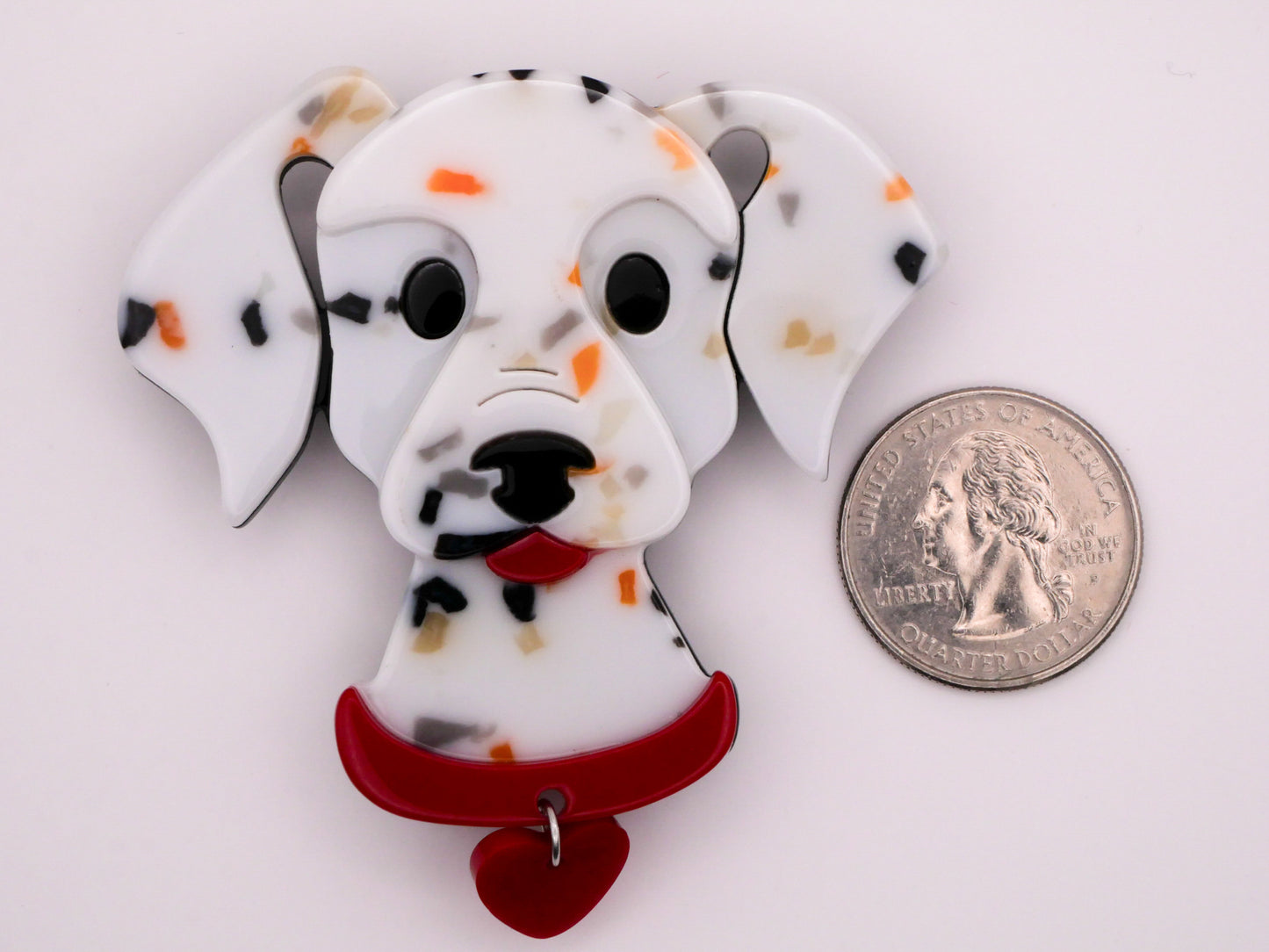 Dalmatian Dog Heart Extra Large Acrylic Button 65x68mm