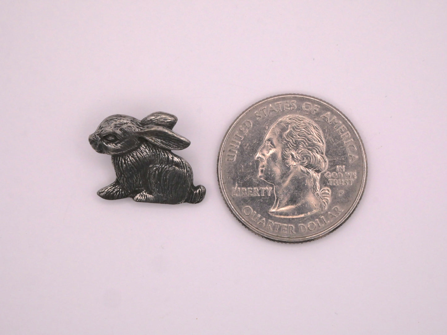 Danforth Pewter Bunny Rabbit Realistic Back Marked Metal Button 15x17mm