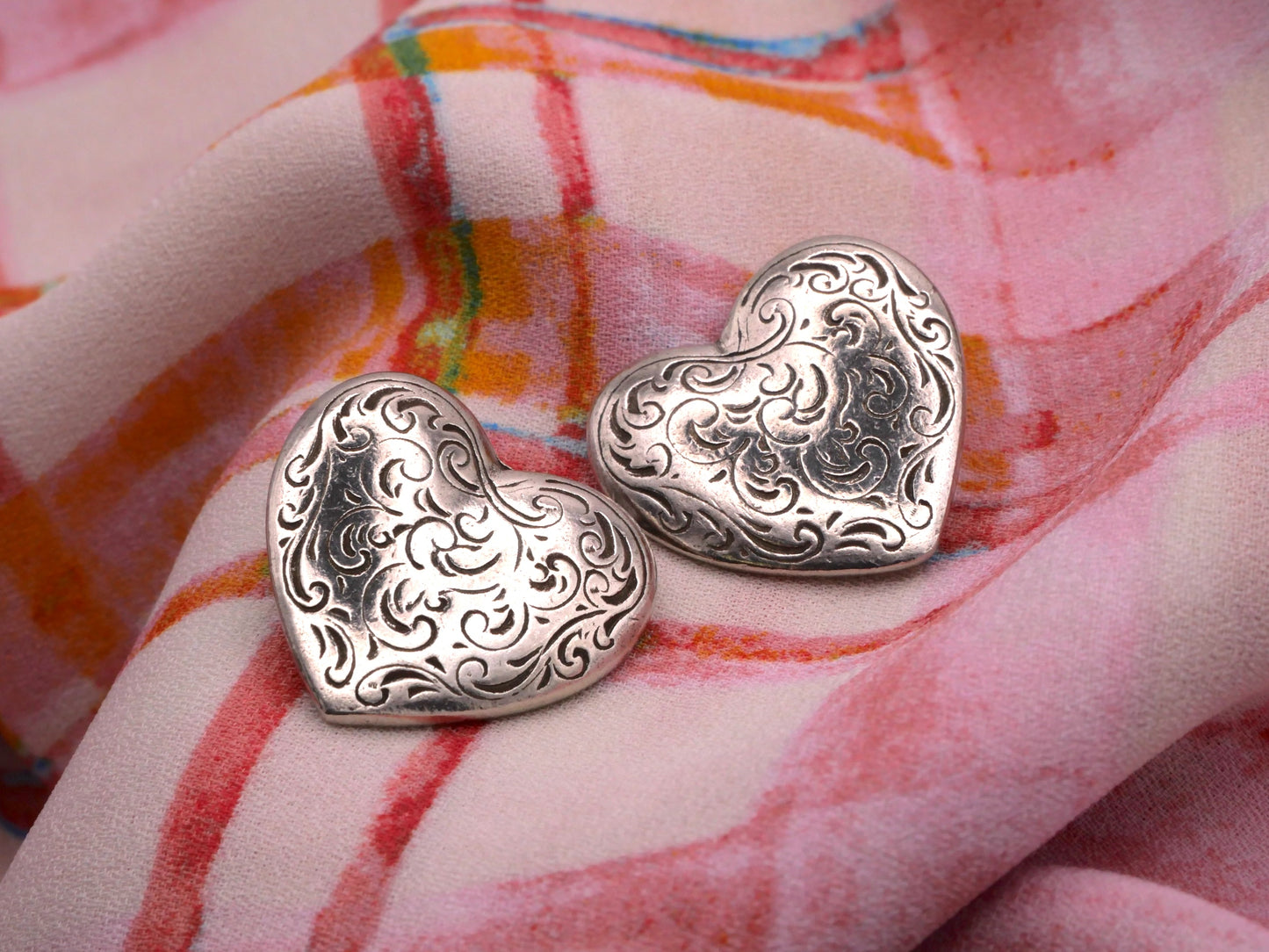 Danforth Pewter Heart Filigree Pattern Back-Marked Metal Button 20x22mm