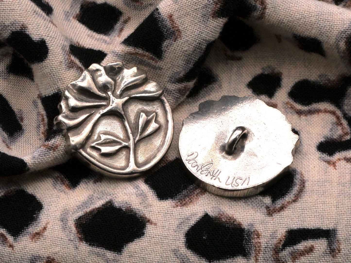 Danforth Pewter Peony Back-Marked Button 22mm