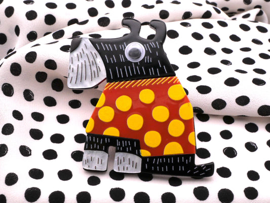 Mod Polka Dot Dog Acrylic Plastic X-Large Button 58x64mm