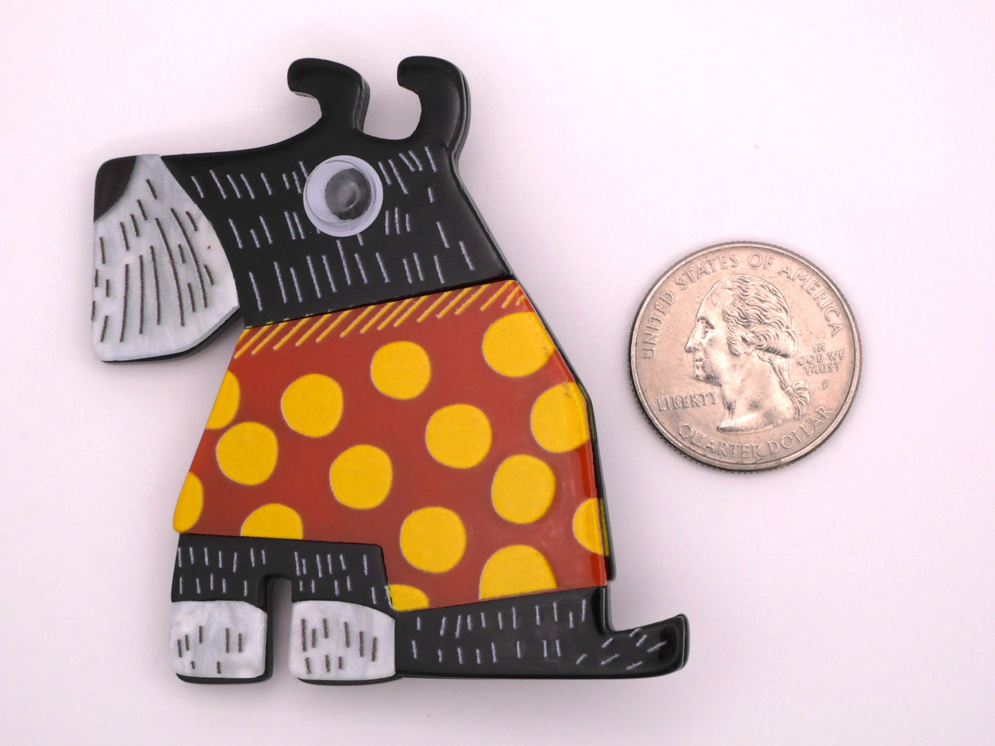 Mod Polka Dot Dog Acrylic Plastic X-Large Button 58x64mm