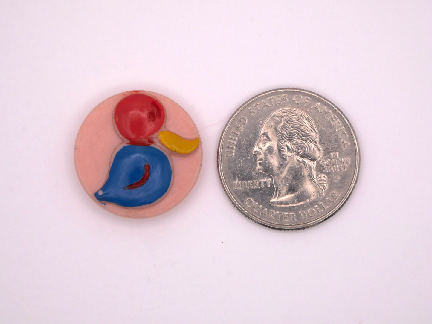 Duck Pink Blue Early Plastic Vintage Button 21mm