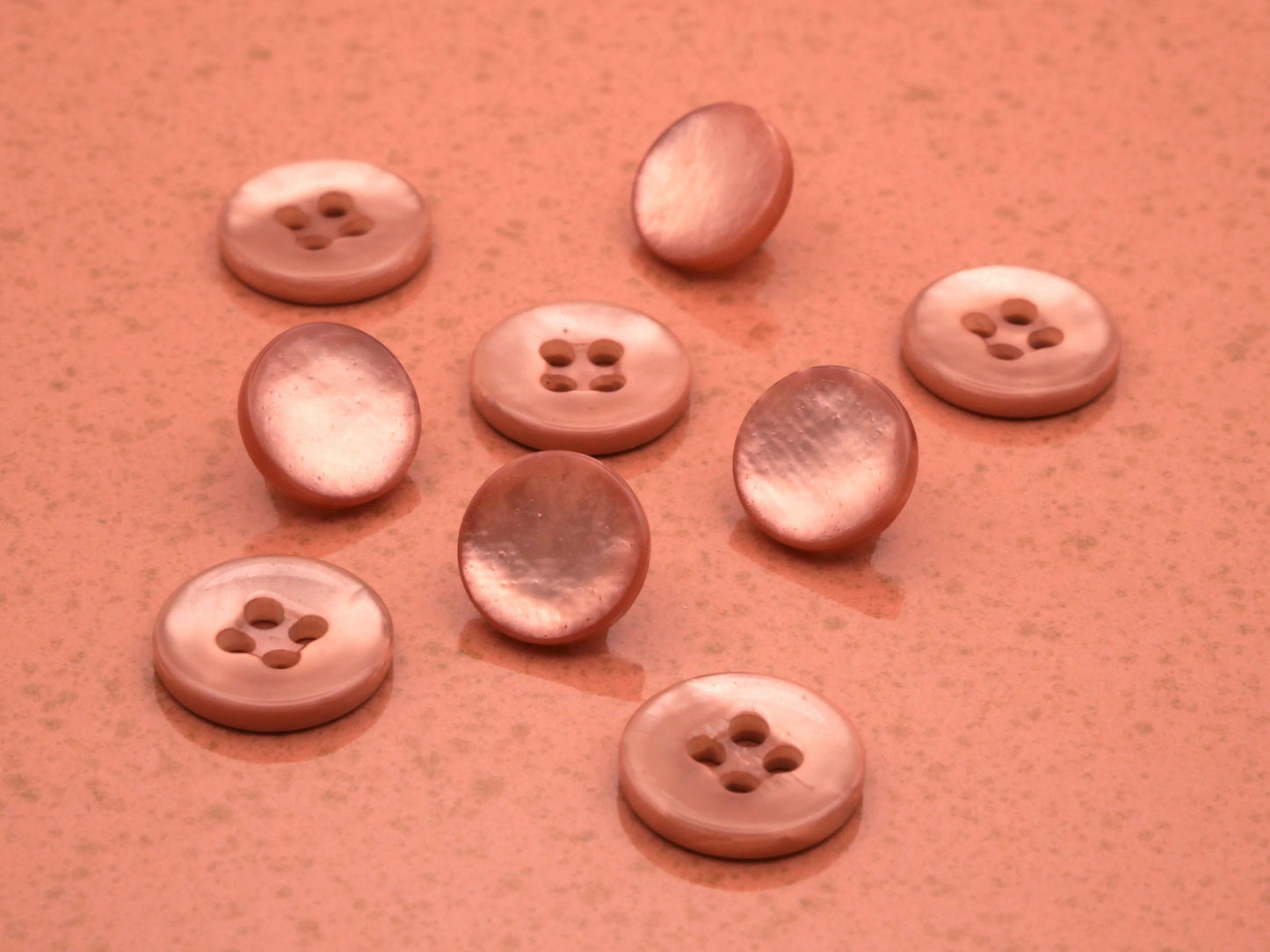 Dusty Pink Shank and Sew-Thru Set of Nine Buttons 11-14mm