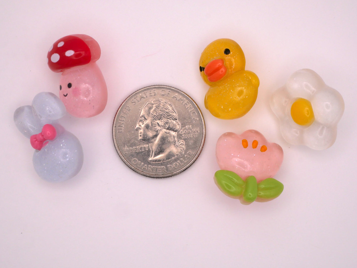 Easter Set of Five Bunny Mushroom Duck Flowers Plastic Buttons 17-22mm