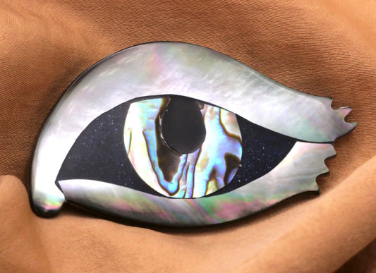 Abalone Shell Large Eye Button Blue Purple Green Shimmer 30x55mm