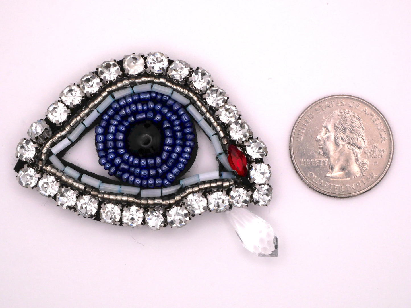 Crying Eye Patch Rhinestone Beaded Embellishment 42x60mm