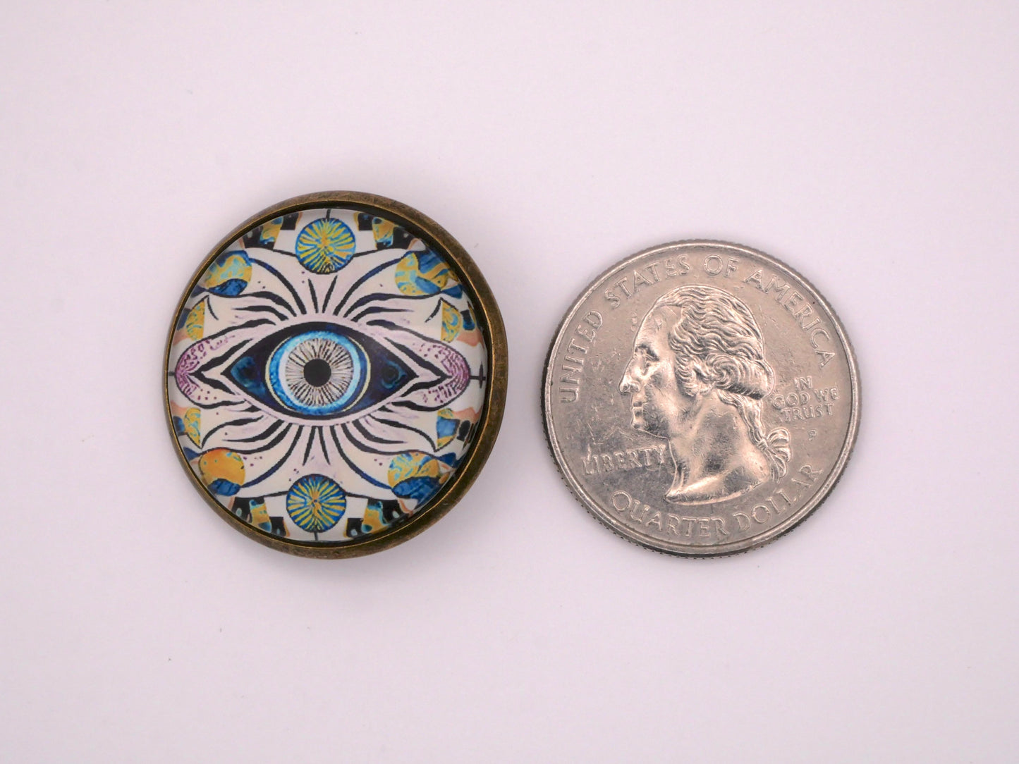 Eye Tribal Look Purple Blue Green Glass Dome Button 27mm